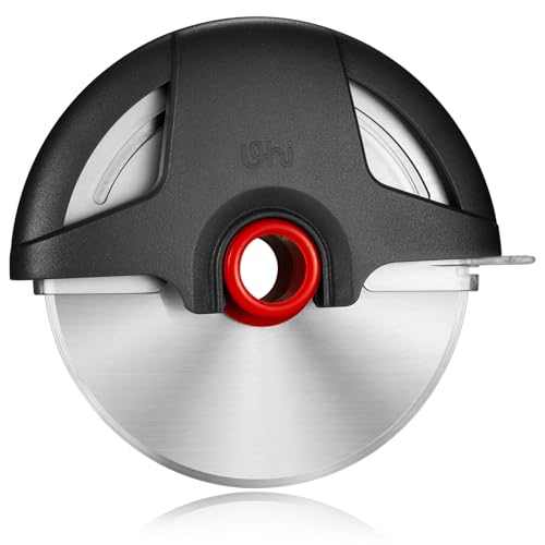 UHIYEE Pizza Cutter Wheel, 4.3' Large Pizza Slicer Wheel with Safety Blade Cover, Super Sharp Stainless Steel Pizza Wheel Slices Effortlessly, Easy Cleaning Pizza Cutters Dishwasher Safe, Gray