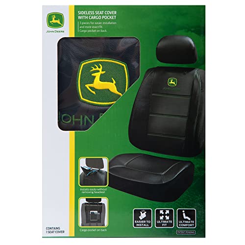 Plasticolor 008709R01 John Deere Deluxe Seat Cover Embroidired Logo High Contrast Stitching Premium 3 Piece Sideless Car Truck or SUV Seatcover with Cargo Pocket - Image 4