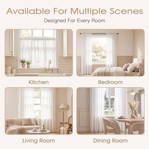 White Sheer Curtains 84 Inches Long for Bedroom, Privacy Sheers, 2 Panels | Window Sheers for Bedroom & Living Room, Non See Through, Pet Friendly, Rod Pocket, Daylight In, Street View Blocked - image 7