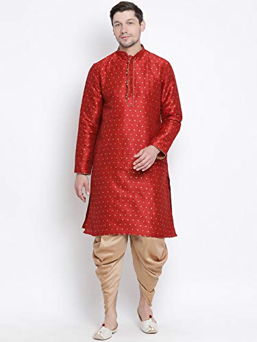 Image of VASTRAMAY Men's Royal Blue Cotton Silk Blend Kurta and Dhoti Pant Set