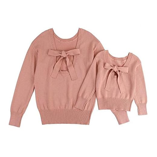 Familjematchande kläder mor dotter vinter stickad varm tröja jumper toppar rosett ihålig rygg söt outfit höst ny