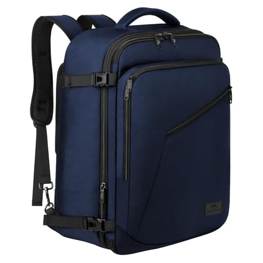 MATEIN Weekender Backpack, Durable Large Capacity Travelling Suitcase Backpack with Strap for Clothes, Expandable Flight Approved Business Carry on Backpack for International Travel, Blue