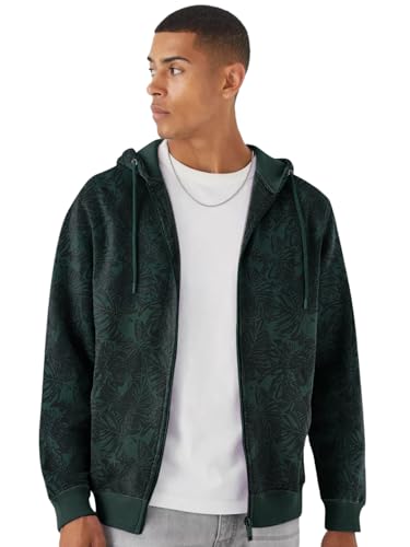 Image of Urbano Fashion Men's Cotton Regular Fit Printed Full Sleeve Casual Hooded Winterwear Sweatshirt