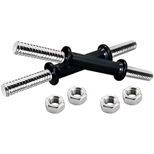 Zipzell® Sports14 Inch Chrome Plated Steel Dumbbell Rod 23 mm Pair with Rubber Grip and 4 Nuts, Weight Lifting Bars for Home Gym Workout