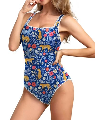 Image of Upopby Women's Vintage Padded Push up One Piece Swimsuits Tummy Control Bathing Suits Plus Size Swimwear