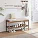 STDDRE Shoe Bench Entryway Bamboo 2-Tier Shoe Rack with Cushion Padded Seat Shoe Bench Organizer Stable for Entry, Hallway, Living Room, Bedroom, Closet (31.5 * 11.4 * 16.5IN, Brown-Beige)
