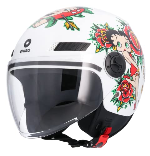 Motorradhelm Halbschale, ECE-zugelassen, La Betty, Weiß, Größe S (55/56)