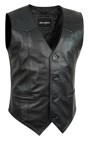 Leather Vest Men – V-Neck Western Biker Style Sleeveless Mens Leather Jacket Motorcycle Riding Vest Cowboy Look3