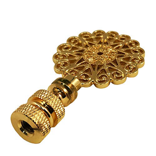 Image of Royal Designs Sun Scalloped Filigree Polished Brass Lamp Finial