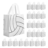 24 Pcs Volleyball Goodie Bags, Volleyball Bags with Handles, Non Woven Multi-Use Treat Favor Bag for Sports Theme Birthday Party Supplies Goody Bag, Team Gifts, Youth Sports Events Party Supplies