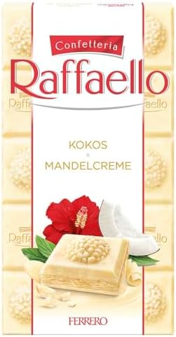 Ferrero Raffaello Crema di Mandorle e Cocco Filled White Chocolate with Almond Cream and Coconut 90 g Bar Pack of 3