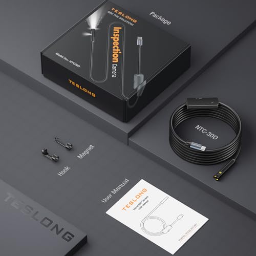 Dual Lens Endoskopkamera mit Licht, Teslong Endoskopkamera kompatibel mit iPhone 15 und Android, 3...