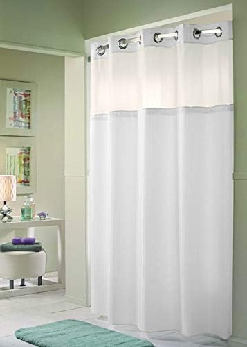 White Double H Hookless Shower Curtain