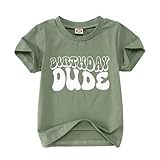 KEKEMI Birthday Boy Shirt Toddler Baby Boys Birthday Dude Letter Print Tee Tops 1st 2nd 3rd 4th 5th B-Day Party T-Shirt Gift (Green, 18-24 Months)