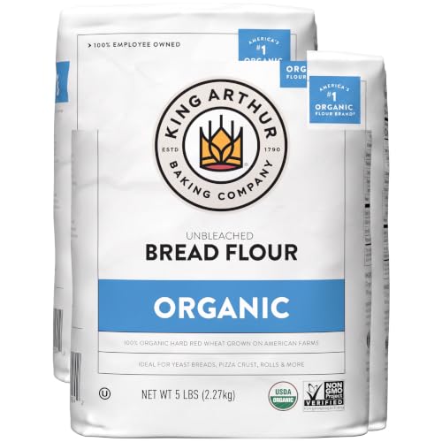 King Arthur 100% Organic Bread Flour, Unbleached, 5 lb - Non-GMO Project Verified, No Preservatives (Pack of 2)