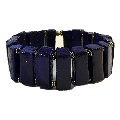 Bracelet manchette perle céramique bleu lapis idée cadeau femme