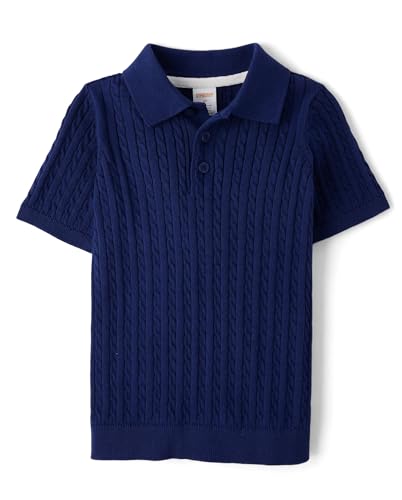 Gymboree,Boys,and Toddler Short Sleeve Knit Sweater Polo Shirt,Downpour,5T