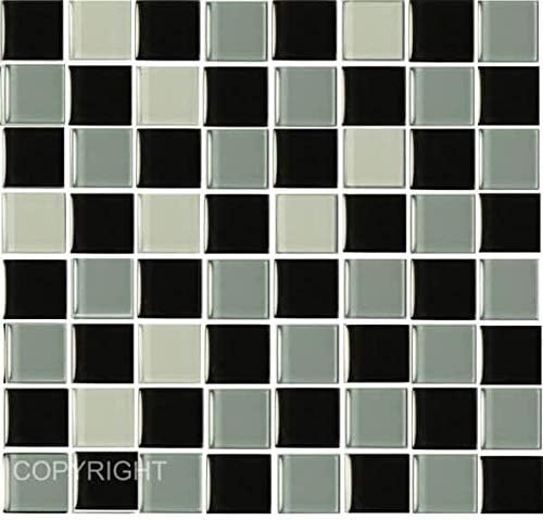 Pack of 20 Traditional Modern Art Tile transfers Stickers Peel and Stick backsplash Room Decor self Adhesive Oil Proof-Vintage Victorian Moroccan Black Cream Mosaic (Black and Grey g)