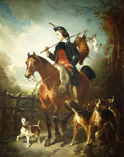 Impression toile d'art mural classique De Dreux le jeune garde-chasse finition premium 60x90