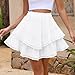 Skorts for Women Dressy Casual Flowy Shorts Boho Ruffle Tiered Skirts High Waist Mini Tennis Golf Skirt White X-Large