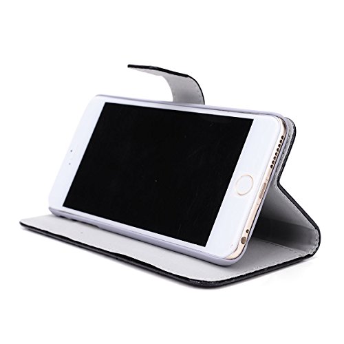 Kroo Glossy Bubble Flip Folio Wallet For Apple Iphone 6 - Non-Retail Packaging - Black #TOP2