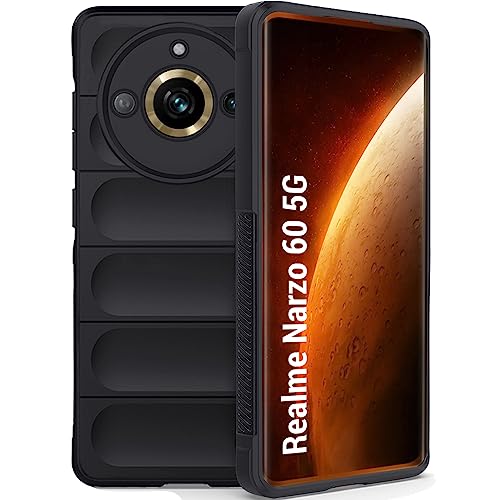 Image of TheGiftKart Liquid Silicon Back Cover Case for Realme Narzo 60 5G | Shockproof Military Grade Protection | Micro-Fibre Cloth On Inner Side | Built-in Anti-Slip Grip Realme Narzo 60 Back Cover (Black)