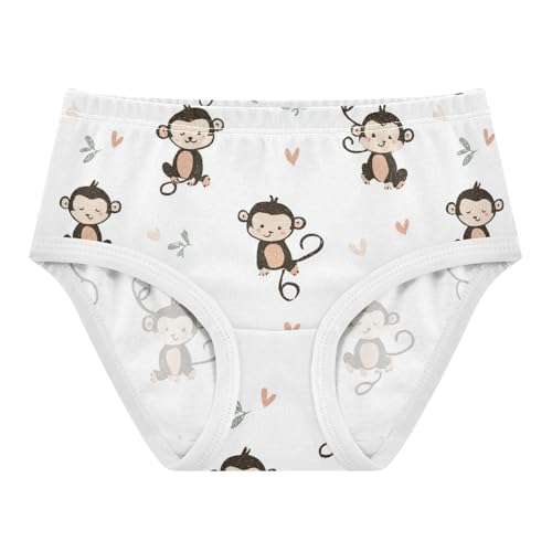 Wusikd Cute Monkeys Girls' Underwear Cotton White Girls Briefs Soft Toddler Underwear 2T