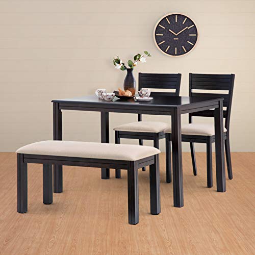 Image of Home Centre 4 Seater Montoya Rubber Wood Dining Set with 2 Chairs and 1 Bench | Rubber Wood Dining Table Sets For Dining Room|(Brown) 1 Year Warranty