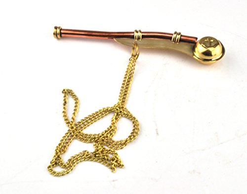 Karmakara Brass Boatswain'S Call Pipe Bosun'S Whistle Nautical With Chain