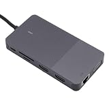 Zunate Docking Station USB C Display a 3 Schermi HD Splitter Extender con Jack per Microfono per Auricolari Connessione LAN Stabile per Lavoro Intrattenimento Viaggi D'affari