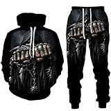  Osheoiso Homme Survêtement Pull à Capuche Combinaison de Sport Ensemble Survet Sportswear Sweat Manches Longues Pantalon Vêtements Grande Taille L 3 M