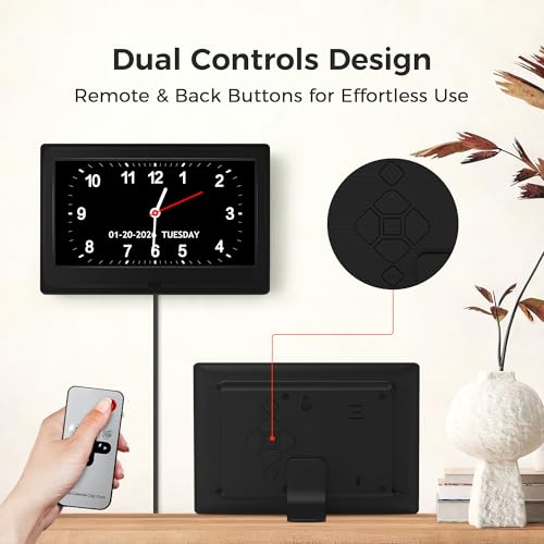Image of Pastigio 7'' Digital Clock, Dementia Clock with Date and Time, 10 Reminders, 6 Alarms, Auto-Dimming, Auto DST, Remote Control, Large Display Alarm Clock for Seniors, Elderly Must Haves Gifts