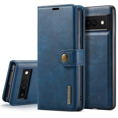 Étui en cuir véritable pour Google Pixel 7 Pro, la protection premium amovible bleu