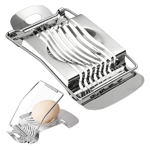Egg Slicer, Stainless Steel Egg Slicer Cutter, Multifunctional Manual Eggs Cutter, for Hard Boiled Eggs Strawberry Banana - Perfect for Breakfast & Salads