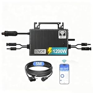 SUKFLOW NBQ 1200W micro-omvormer, zonne-micro-omvormer met wifi en bluetooth, IP67 waterdicht, met 5 m AC-kabel voor balkon-energiecentrale, MPPT-app-besturing Plug Play