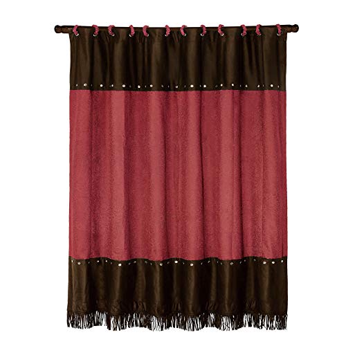 Paseo Road By Hiend Accents | Cheyenne Western Rustic Bathroom Accessories Brown And Red Fabric Shower Curtain With 12 Hooks, 72X72 Inch, Floral Paisley Pattern Bath Decor #TOP21