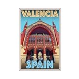 NEOHI Póster de viaje de estilo retro vintage, Valencia, España, vacaciones, lienzo, decoración de pared, pósteres, hogar, bar, restaurante, garaje, cafetería, logotipo, regalo, 30 x 45 cm