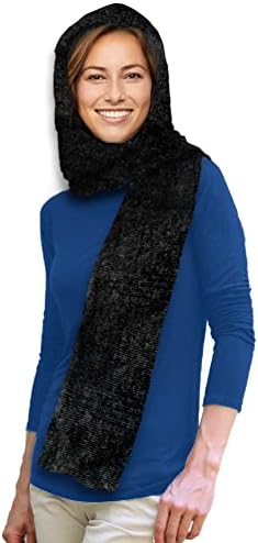 35° BELOW Marled Hooded Multiuse Head Scarf Neck Wrap for Women, Winter Scarf for Women, Black