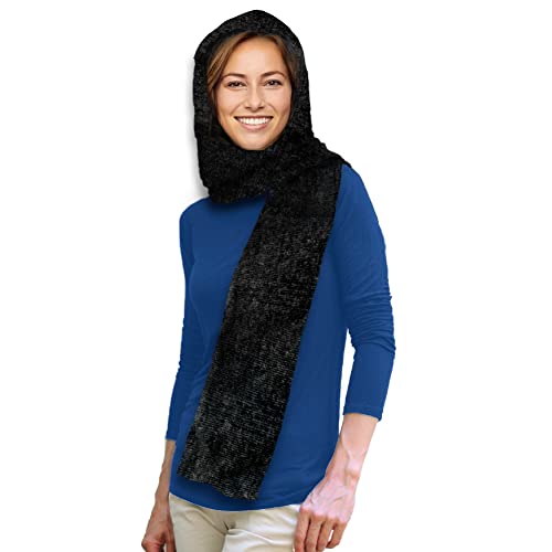 35° Below Marled Hooded Multiuse Head Scarf Neck Wrap For Women, Winter Scarf For Women, Black #TOP1