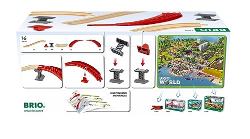 BRIO World 33995 Schienenpaket Berg und Tal - 16-teiliges Schienenpaket mit vielen tollen Layout-Möglichkeiten - Kompatibel mit allen Produkten der BRIO World und empfohlen für Kinder ab 3 Jahren