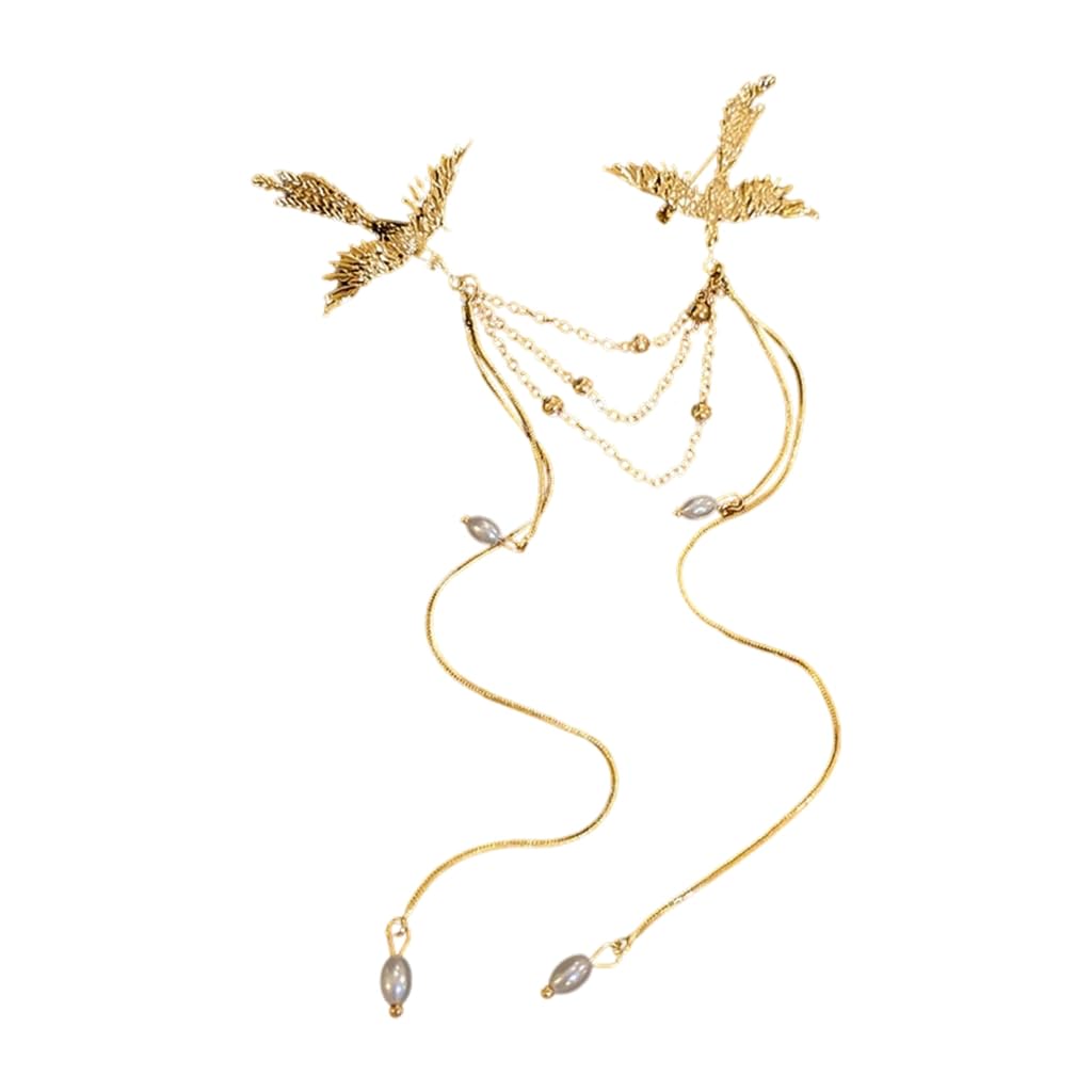GMBYLBY Fashionable Phoenixes Brooch Pin For Women Men Corsage Badge With Pearls And Tassels Stylish Formal Occasion