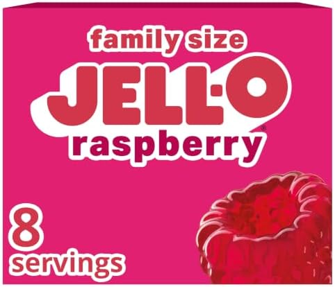 Jell-O Gelatin Dessert Mix, Family Size, Raspberry, 6 oz Box