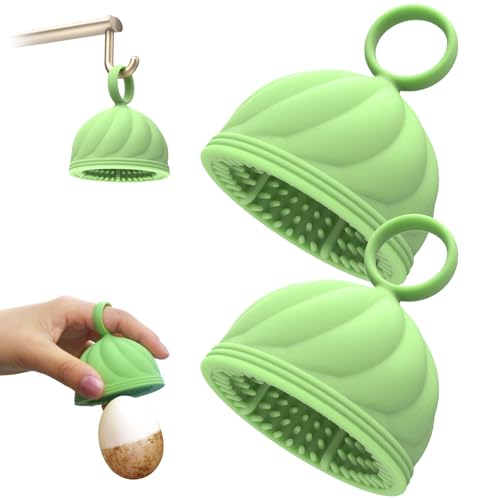 DOID TAG Egg Washer for Fresh Eggs - Upgraded 2.0 Silicone Egg Scrubber | Farm Fresh Egg & Vegetable Scrubber | Dishwasher Safe Gentle on Shells (Green 2 Pcs)