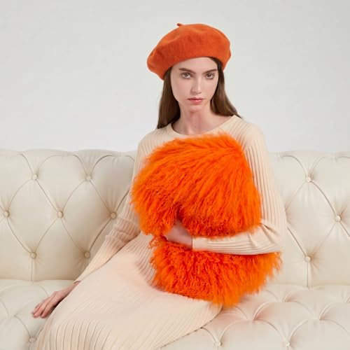 Image of Women Luxury Real Lamb /Mongolian Flush Wool Fur With Genuine Leather Handles Handbag