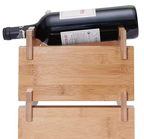 Modular Stackable Bamboo Wooden Wine Rack; Easy To Assemble & Add Levels; Bottles Rest Slanting Downwards To Keep Corks Moist; For Kitchen, Pantry, Cellar Storage (12 Bottle Capacity, 6 X 2 Rows) #TOP3