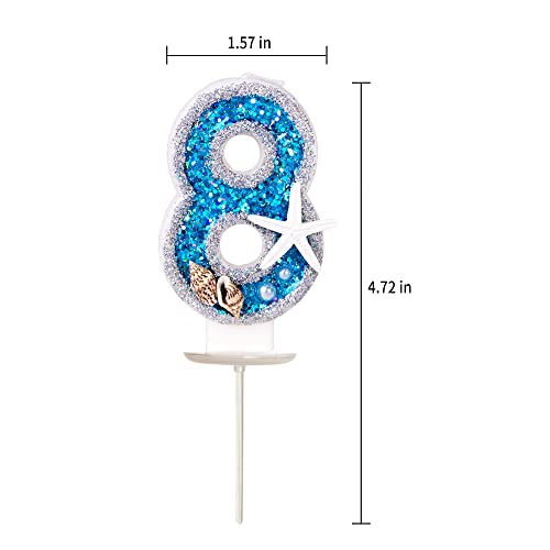 2.76" Large Birthday Candles Number 8 For Cake, Shell Sequins Number Candles For Birthday Party Wedding Anniversary Decorations #TOP1