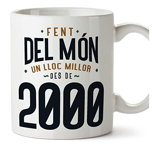 MUGFFINS Tazas 2000 Cumpleaños - En Catalán - Fent del Món un Lloc Millor - 11 oz / 330 ml - Regalo original y divertido