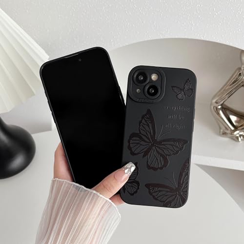 Coque souple papillon noir iPhone 14 Pro Max housse silicone protectrice