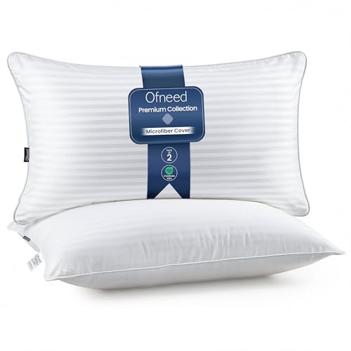 OFNEED King Size Pillows Set of 2 Down Alternative – Soft & Fluffy King Pillows 2 Pack with Soft & Brushed Cover, Hotel Pillows for Bed, Perfect Bed Pillows for Side and Back Sleepers, Size 20'x36'