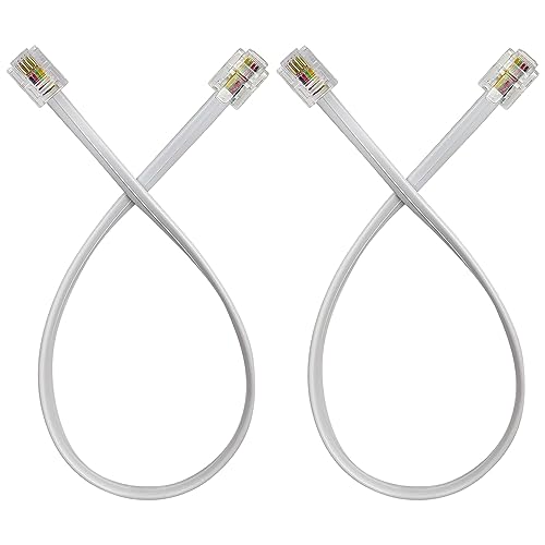 Cable de teléfono corto RJ11 6P4C blanco para máquina de fax módem y terminal de pared AV04222